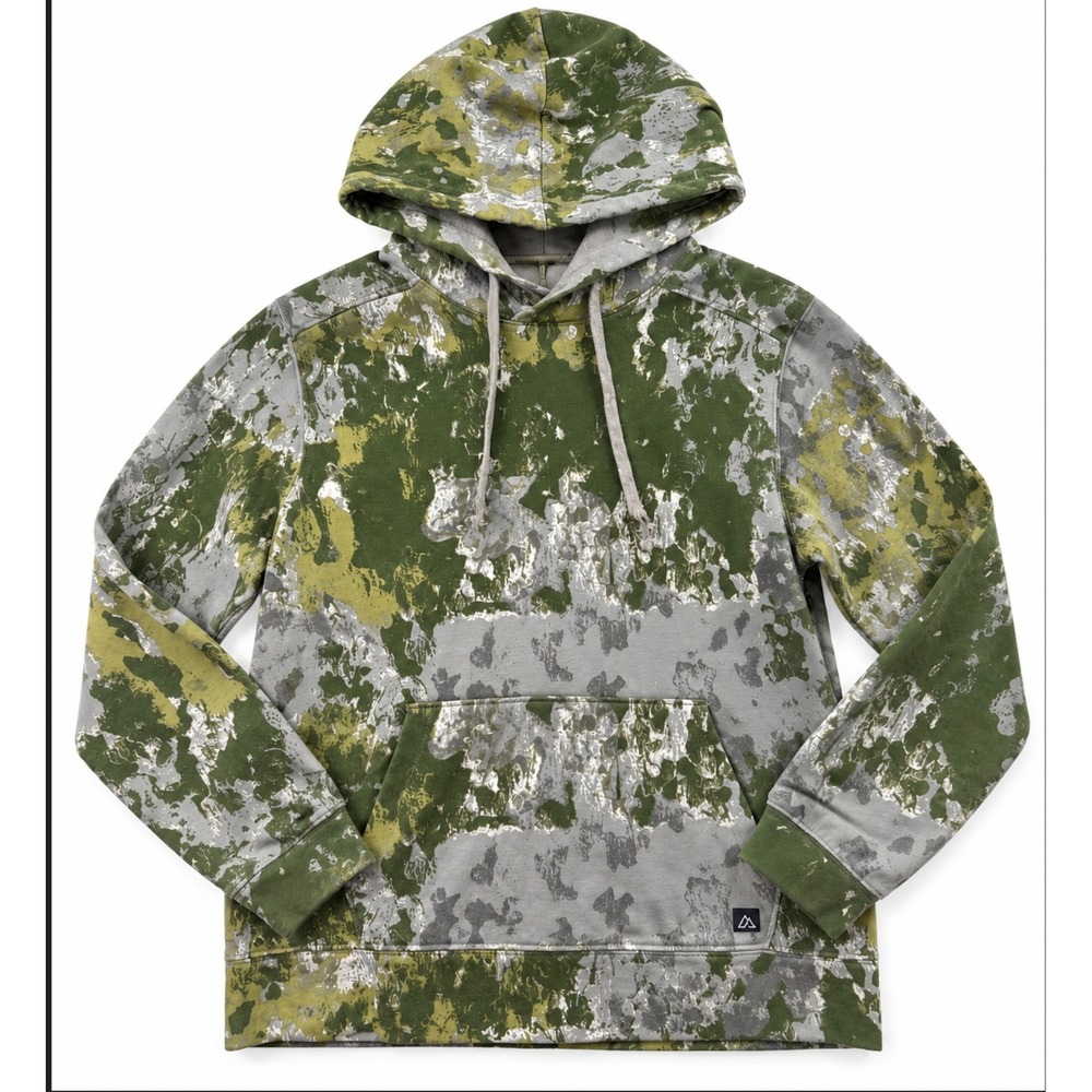 Alpine Design Hoodie Medium Green Gray Camo Fleece Pullover Gorpcore Outdoor